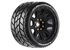 Louise RC-LR-T3353SB-- MT-ROCKET speed - 1-8 Monster Truck Tire Set - Mounted- Soft - Black