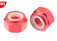 Team Corally C-3106-30-5 Aluminium Nylstop Nut - M3 - Red - 10 pcs