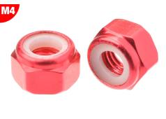 Team Corally C-3106-40-5  Aluminium Nylstop Nut - M4 - Red - 10 pcs