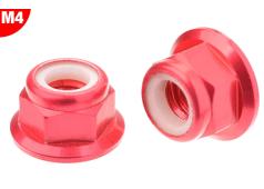 Team Corally C-3107-40-5 Aluminium Nylstop Nut - M4 - Flanged - Red - 10 pcs