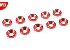 Team Corally C-3213-30-5 Aluminium Washer - for M3 Flat Head Screws - OD=8mm - Red - 10 pcs