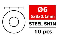 Team Corally C-3301-06-08-01 Steel Metric Shim - 6x8x0,1mm - 10 pcs