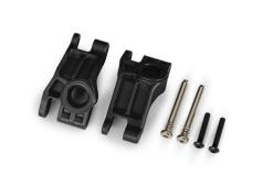 Traxxas TRX9150 Carriers, stub axle, rear, extreme heavy duty, black (left & right)/ 3x31mm hinge pins (2)/ 3x18mm BCS (