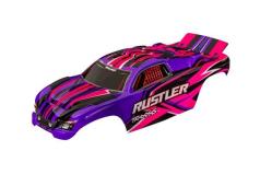 traxxas TRX3734-PINK BODY, RUSTLER (ALSO FITS RUSTLER VXL), PINK (PAINTED, DECALS APPLIED) (ASSEMBLED WITH FRONT & REAR 