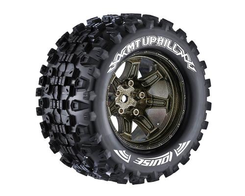 Louise RC - MT-UPHILL - 1-10 Monster Truck Tire Set - Mounted - Sport - Black Chrome 2.8 Wheels - Hex 14mm - L-T3204SBCM