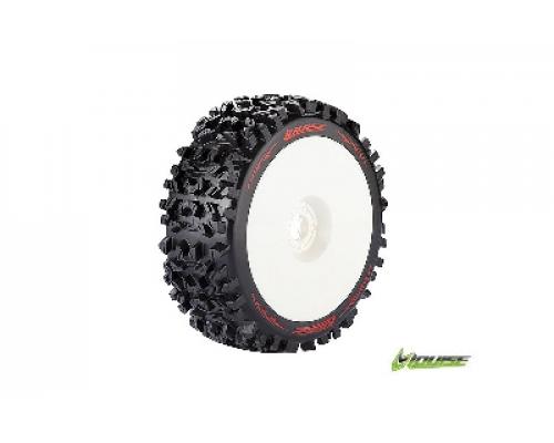 Louise RC - B-PIONEER - 1-8 Buggy Banden Set - Verlijmd op velg - Soft - Velgen Wit - Zeskant 17mm - 1 Paar