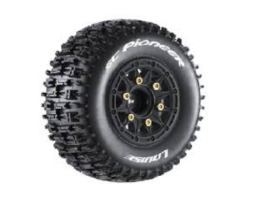 Louise RC L-T3223SB SC-UPHILL 1-10 Short Course Tire Set Mounted Soft Black Wheels Removable Hex