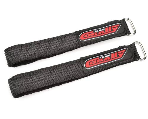 Team Corally C-50535 Pro Battery Straps - 300x20mm - Metal Buckle - Silicone Anti-Slip Strings