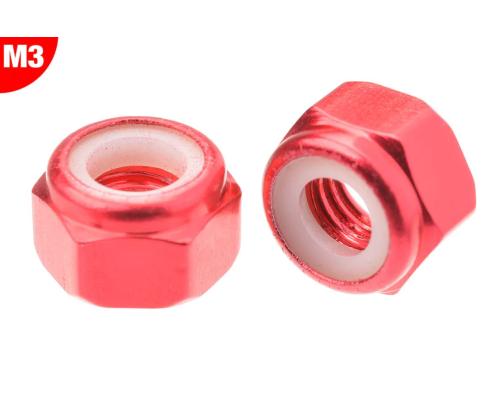 Team Corally C-3106-30-5 Aluminium Nylstop Nut - M3 - Red - 10 pcs