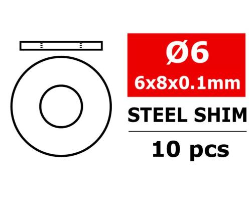 Team Corally C-3301-06-08-01 Steel Metric Shim - 6x8x0,1mm - 10 pcs