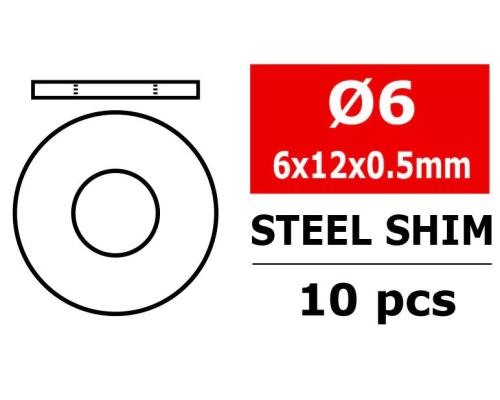 Team Corally C-3301-060-12-05 Steel Metric Shim - 6,0x12x0,5mm - 10 pcs