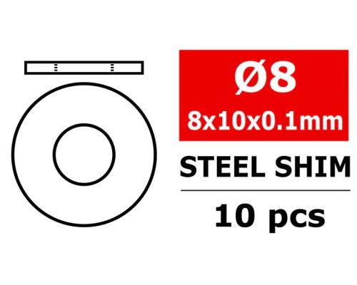 Team Corally C-3301-08-10-01 Steel Metric Shim - 8x10x0,1mm - 10 pcs