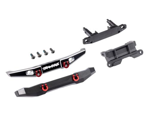 TRX9735X Bumper, front (1) rear (1), 6061-T6 aluminum (black-anodized) (assembled with D-rings) bumper mounts (front & r