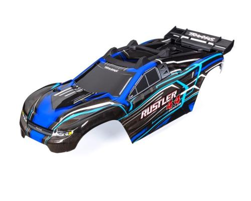 TRAXXAS Body Rustler 4X4 blauw met voor en achter body mounts for clipless mounting