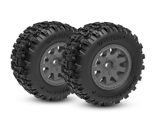 Traxxas TRX10771-STBLK Tires & wheels, assembled (black with satin beadlock wheels