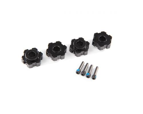 Traxxas TRX8956A Wielnaven, zeskant, aluminium (zwart geanodiseerd) (4) / 4x13 mm schroefpennen (4)