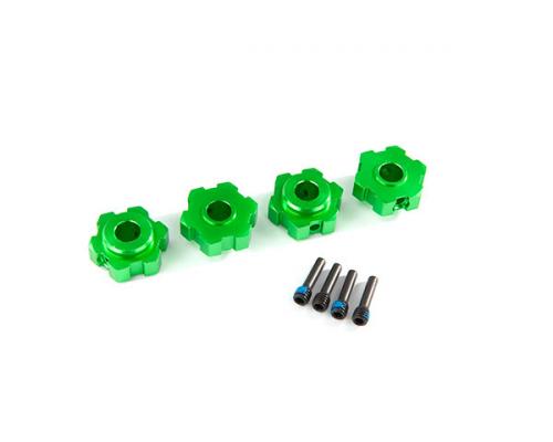 Traxxas TRX8956G Wielnaven, zeskant, aluminium (groen geanodiseerd) (4) / 4x13mm schroefpennen (4)