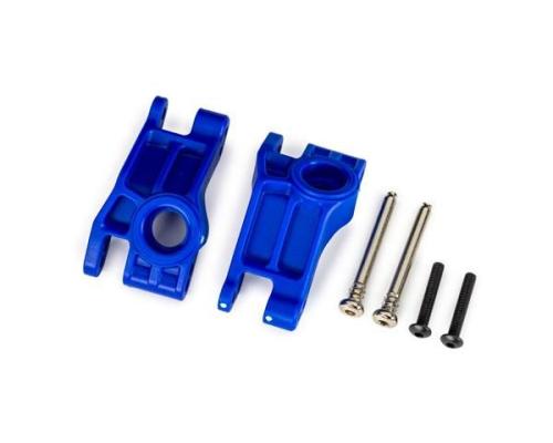 Traxxas TRX9150-BLUE Carriers, stub axle, rear, extreme heavy duty, blue (left & right)/ 3x31mm hinge pins (2)/ 3x18mm B