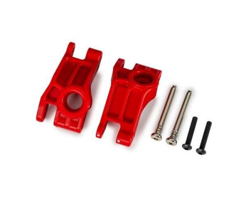 Traxxas TRX9150-RED Carriers, stub axle, rear, extreme heavy duty, red (left & right)/ 3x31mm hinge pins (2)/ 3x18mm BCS