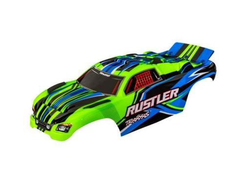 traxxas TRX3734-GRN BODY, RUSTLER (ALSO FITS RUSTLER VXL), GREEN (PAINTED, DECALS APPLIED) (ASSEMBLED WITH FRONT & REAR 