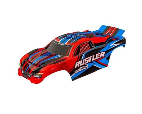 traxxas TRX3734-RED BODY, RUSTLER (ALSO FITS RUSTLER VXL), RED (PAINTED, DECALS APPLIED) (ASSEMBLED WITH FRONT & REAR BO