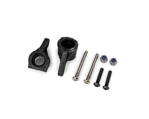 traxxas TRX9137 Steering blocks, extreme heavy duty, black (left & right)/ 3x26mm hinge pins (2)/ 3x15mm BCS (2) (for us